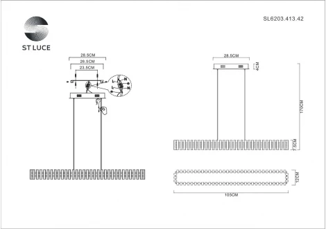 Подвесной светильник каскадный Estense SL6203.413.42 ST Luce (LED, 220V, на тросе)