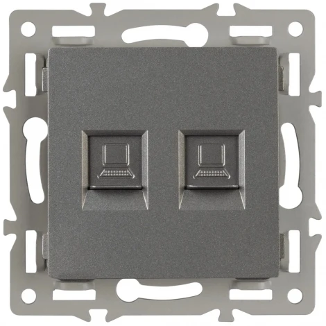 Механизм компьютерной розетки двойной SCT-MPC2-PL-GR (RJ-45, CAT6) (Arlight) 045338