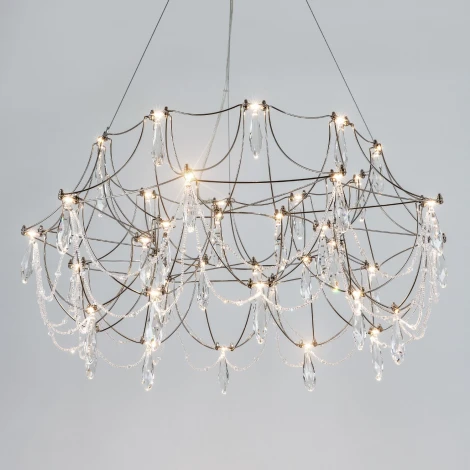 Подвесная люстра светодиодная хрустальная с пультом с регулировкой цветовой температуры Modelux MODELUX ML.5603.800P СН