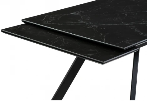 Керамический стол Woodville Габбро 140х80х76 черный мрамор / черный 530830