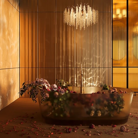 Подвесная люстра на штанге Freya Mineral FR1010PL-08G (220V, хрусталь, на тросе, листья, ветки)