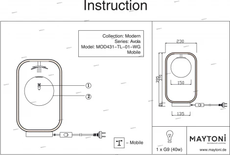 Интерьерная настольная лампа Maytoni Avola MOD431-TL-01-WG