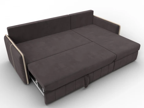 Диван угловой Лига-078 угол универсальный (ДСП/Пластик/Велюр/Коричневый,Бежевый) Лига Диванов 130990