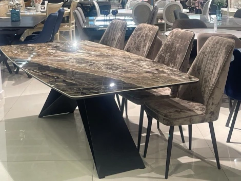 Стол DikLine SKY220 Керамика Amadeus,подстолье черное,опоры черные (2 уп.)