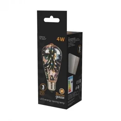 Лампочка светодиодная груша прозрачная колба E27 4 Вт Gauss 3D-Butterfly 147802404