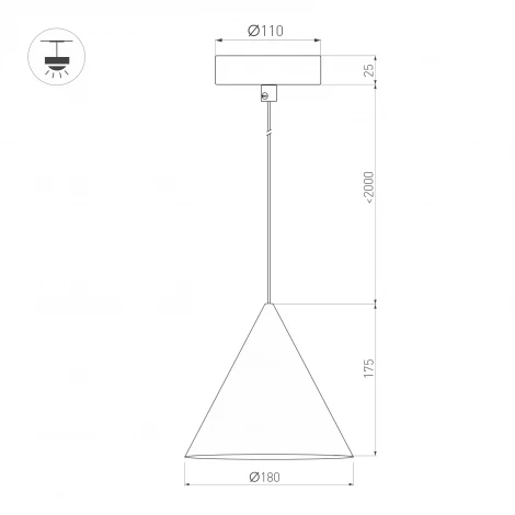 Подвесной светильник светодиодный SP-MAKOTO-R180-10W Warm3000 (BK, 36 deg, 230V, TRIAC) (Arlight, IP20 Металл) 057204