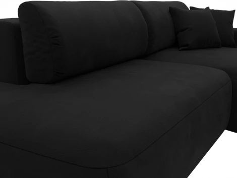 Диван угловой Лига-036 НПБ Модерн правый угол (Черный/Микровельвет) Лига Диванов арт.121399