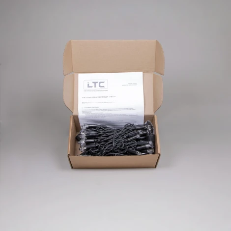 Гирлянда Нить 10м тепло-белая с мерцанием белого диода 24В, 100 LED, провод черный каучук 2,3мм, IP65 Laitcom ECO100BLW-1-1WW