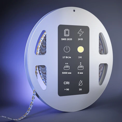 Светодиодная лента Ультра 24В 2835 17Вт/м 3000К 5м IP20 Maytoni Led Strip 201283
