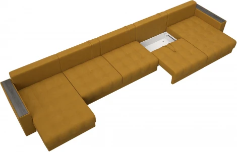 Диван П-образный с декором Лига-049 НПБ Мегалонг Лига Диванов (Велюр) арт.128529