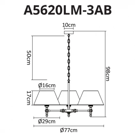 Подвесная люстра Arte Lamp Orlando A5620LM-3AB