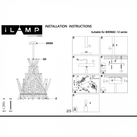 Потолочная люстра на штанге iLamp Casa 966C-12 CR+CL