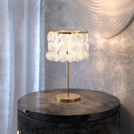 Настольная лампа с выключателем Eurosvet Sandra 208101 латунь/перламутр (a071168) (220V)