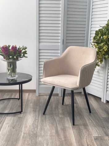 Стул M-City FORT 360 град. поворот. B03 Бежевый, велюр / черный каркас,