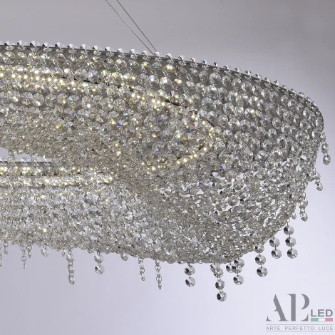 Подвесная люстра светодиодная APL LED Sicilia SH523.0.120.B.Ni.4000 (220V, хрусталь, на тросе)