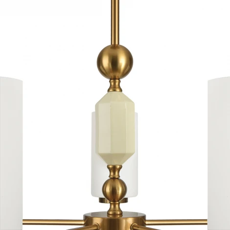 Потолочная люстра на штанге Lumion Mila 8427/5C латунь/белый/зеленый, металл/керамика/стекло E27 5*60W 220V
