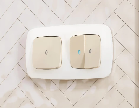 Лицевая панель Ambrella Volt OMEGA (Бежевый матовый) для 2-кл выключателей с подсветкой QUANT OP3240