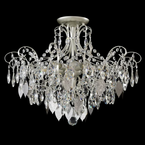 Потолочная люстра на штанге Crystal Lux ESMIRALDA PL6 SILVER (220V, подвески, листья)