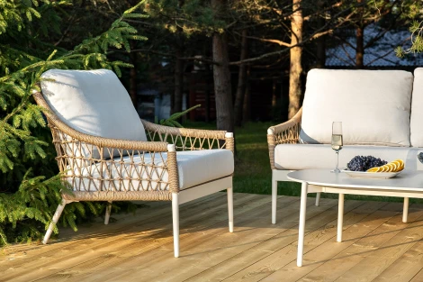 "Венеция" лаунж-зона из искусственного ротанга, цвет соломенный 4SIS арт.УТ-00007459