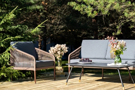 "Канны" лаунж-зона 5-местная плетеная из роупа (веревки), роуп коричневый 4SIS арт.УТ-00009346