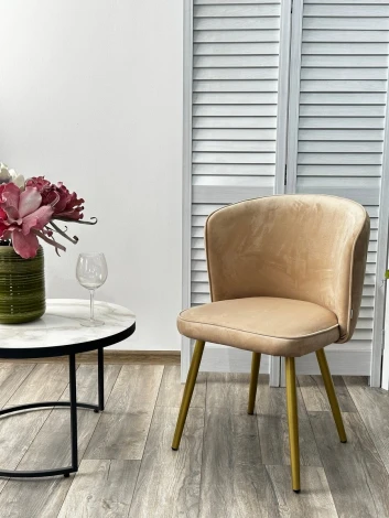 Стул МОНЕ ZIZI 605 Латте, велюр / Золотой каркас M-City