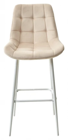 Барный стул ХОФМАН, цвет H-06 Бежевый, велюр / белый каркас