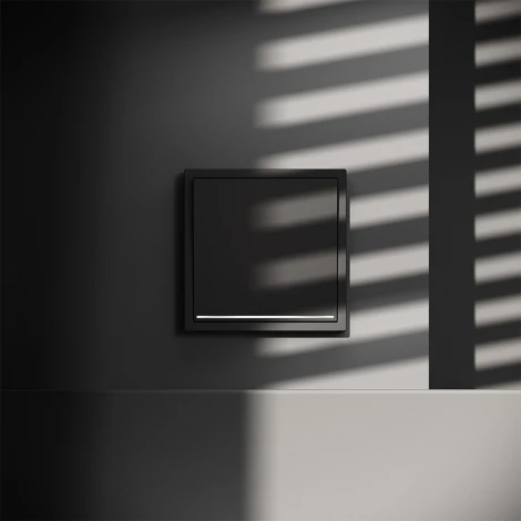 Выключатель одноклавишный с подсветкой (черный матовый) Voltum S70 VLS010208