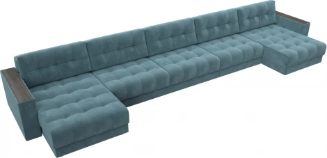 Диван П-образный с декором Лига-049 НПБ Мегалонг Лига Диванов (Велюр) арт.128524