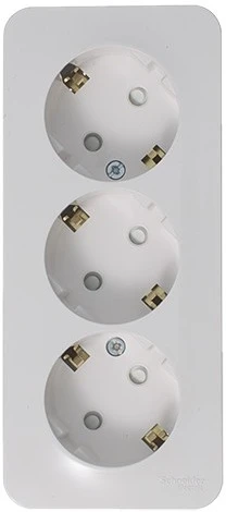 Розетка накладная тройная с заземлением и шторками (белый) Systeme Electric Blanca BLNRA011311