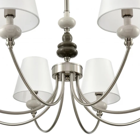 Подвесная люстра Lumion Kentuki 8283/8 никель/белый, металл/керамика/текстиль Е14 8*40W 220V (на цепи)