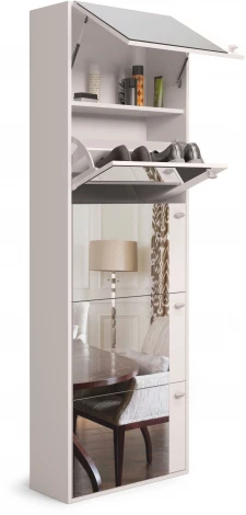 Обувной шкаф 5С с зеркалом, Белый, МАМА