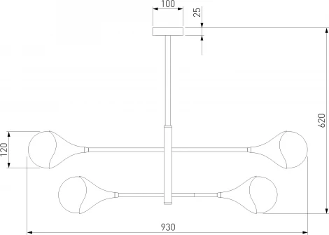 Потолочная люстра Wi-Fi на штанге Eurosvet Calyx 60168/6 латунь (220V, управление смартфоном, голосовое управление, умный дом - Minimir Home, Алиса, Маруся, Салют, шарики)