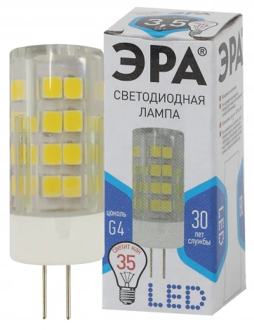 Лампочка светодиодная G4 3,5W ЭРА LED JC-3,5W-220V-CER-840-G4