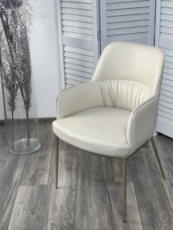 Стул БРУНО (BRUNO) цвет МОЛОЧНЫЙ Milk T1-02, экокожа / шампань, ®DISAUR M-City 64386