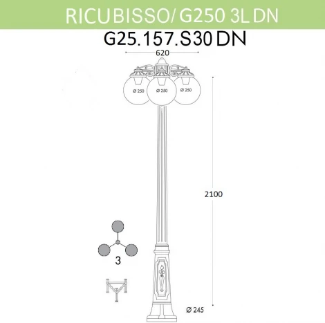 Наземный фонарь Fumagalli GLOBE 250 G25.157.S30.WXF1RDN (220V, шар, IP55)