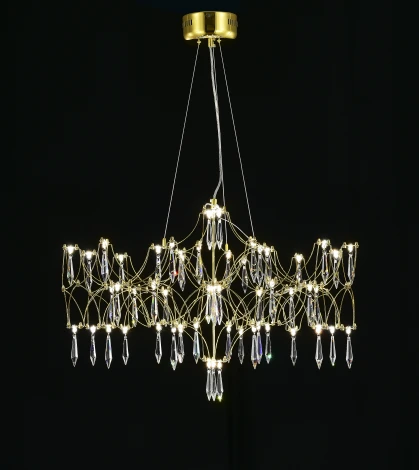 Подвесная люстра светодиодная с пультом и хрустальными подвесками Asfour MyFar Ileria MR2653-57P-76AP