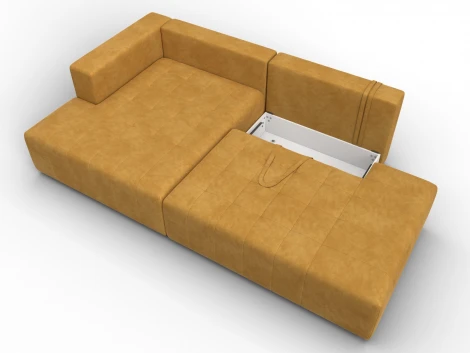 Диван угловой Лига-103 НПБ угол левый (ДСП,Брус,Фанера,Велюр/Желтый) Лига Диванов 134823L