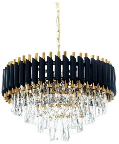 Подвесная люстра каскадная хрустальная Lumina Deco LDP 6003-550 BK+F.GD (220V, на цепи)