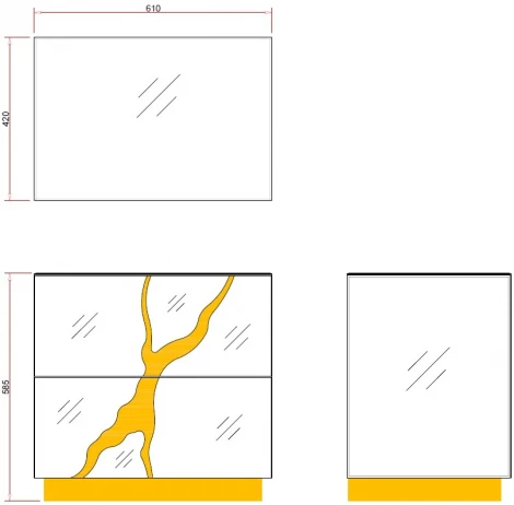 Тумба зеркальная с золотым декором 61*42*59см Garda Decor арт.KFG199