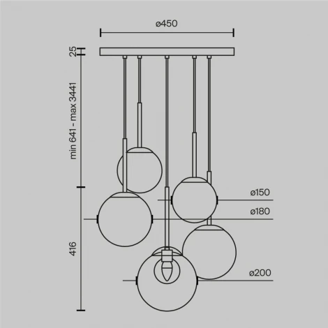 Подвесной светильник Maytoni Basic form MOD521PL-05G (220V, на проводе, шар)