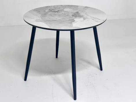 Стол МИЛТОН D89 цвет ПАНДОРА (PANDORA LIGHT 122 BG), керамика / Черный каркас M-City 64590