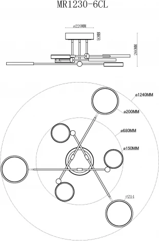 Потолочная люстра на штанге MyFar Mandy MR1230-6CL (LED)