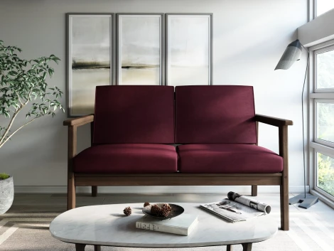 Диван Arsko прямой Лориан М орех велюр бордовый
