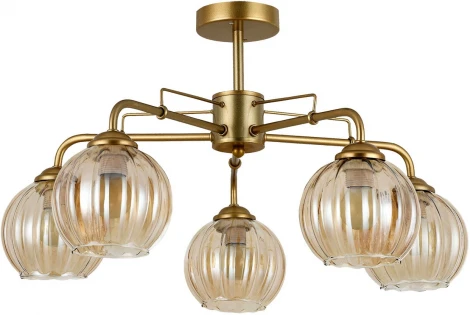 Потолочная люстра на штанге Escada Clever 1135/5P 5x60Вт E27, металл/стекло, шампань (220V)