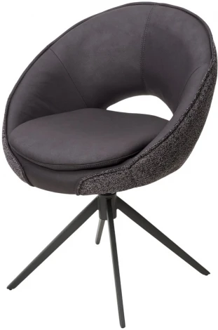 Стул ANABEL 360 град. поворот Черный  Maison 99# / OTE COBBLE 457 / серый каркас, ®DISAUR (арт.621M05764)