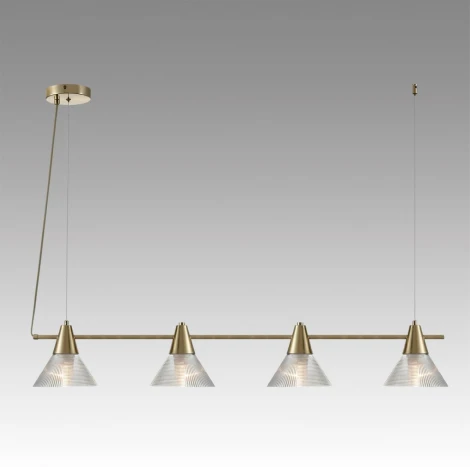Подвесной светильник Lumion Corne 6596/4A латунь титаниум/прозрачный, металл/стекло E27 4*60W 220V (на проводе)