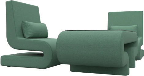 Набор Волна-3 (стол, 2 кресла) (Зеленый/Рогожка) Лига Диванов арт.125333