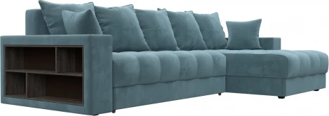 Диван угловой с декором и полкой Лига-050 НПБ Лига Диванов (Велюр) арт.128592