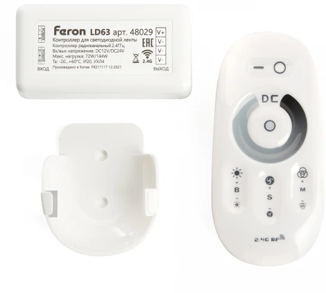 Контроллер диммер для светодиодной ленты с П/У белый, 12-24V, LD62 Feron 48029