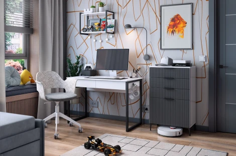 Зефир Комод Mebelson (ЛДСП,МДФ,Металл/Светлое дерево,Серый) арт.171919,3263